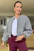 Made in Italy Beluga Soft Crop Bomber Jacket Grey Marl